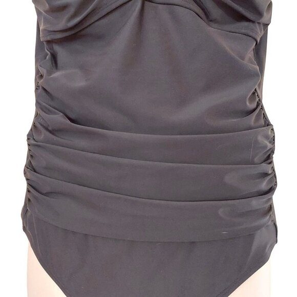 Cromer Resortwear Womens Plus Size Black Ruched One-Piece Swimsuit - Picture 8 of 11